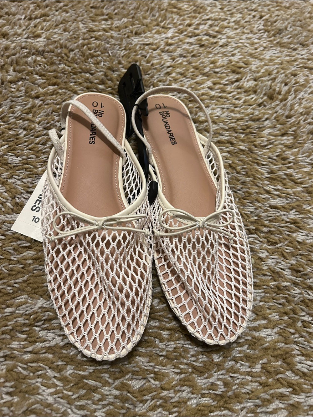 No Boundaries White Mesh Slingback Mules with Bow Trim